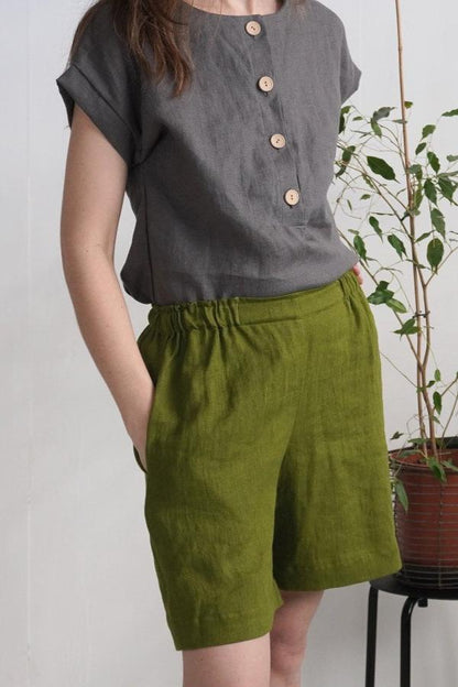 Linen Shorts | Moss