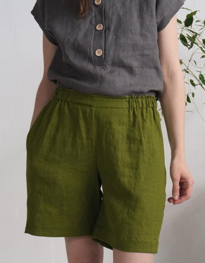 Linen Shorts | Moss