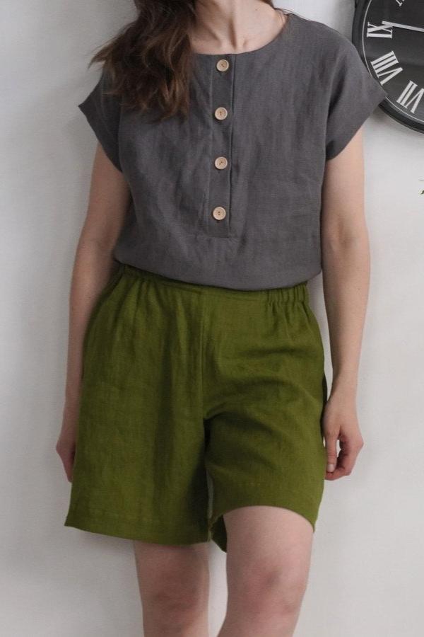 Linen Shorts | Moss