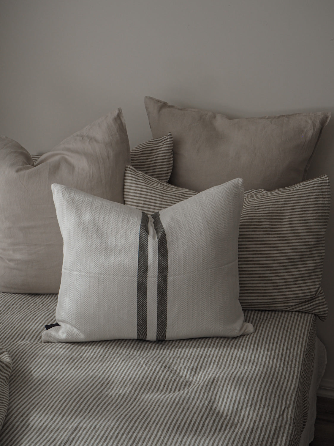 Simpatico Cushion | White & Khaki