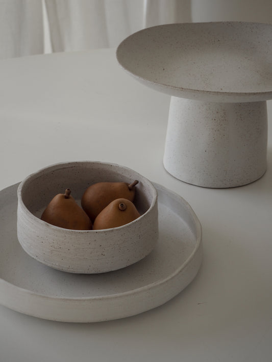 Organic Stoneware bowl | Sandy White | 21cm