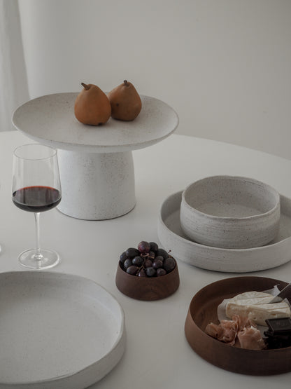 Organic Stoneware Pedestal | Sandy White | 22cm