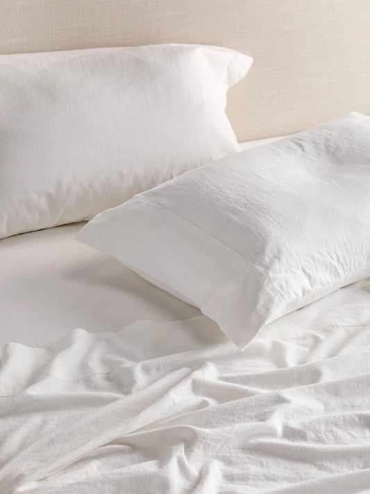 Soho Linen-Cotton Flat Sheet | White