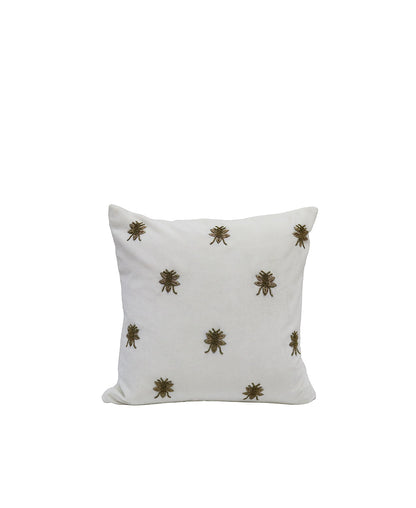 Embroidered Bee Cushion | Ivory