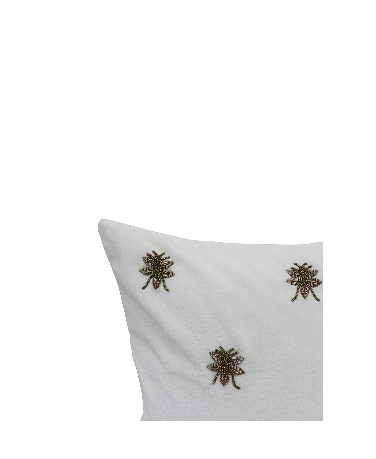 Embroidered Bee Cushion | Ivory