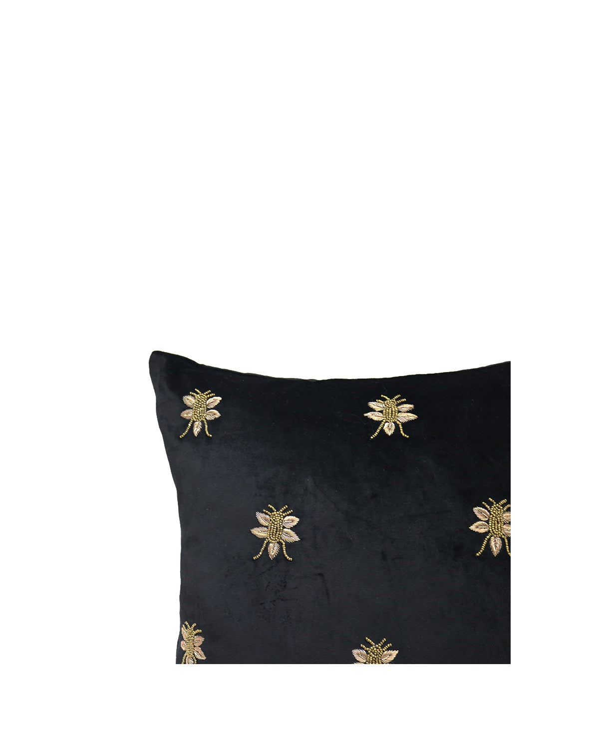 Embroidered Bee Cushion | Black