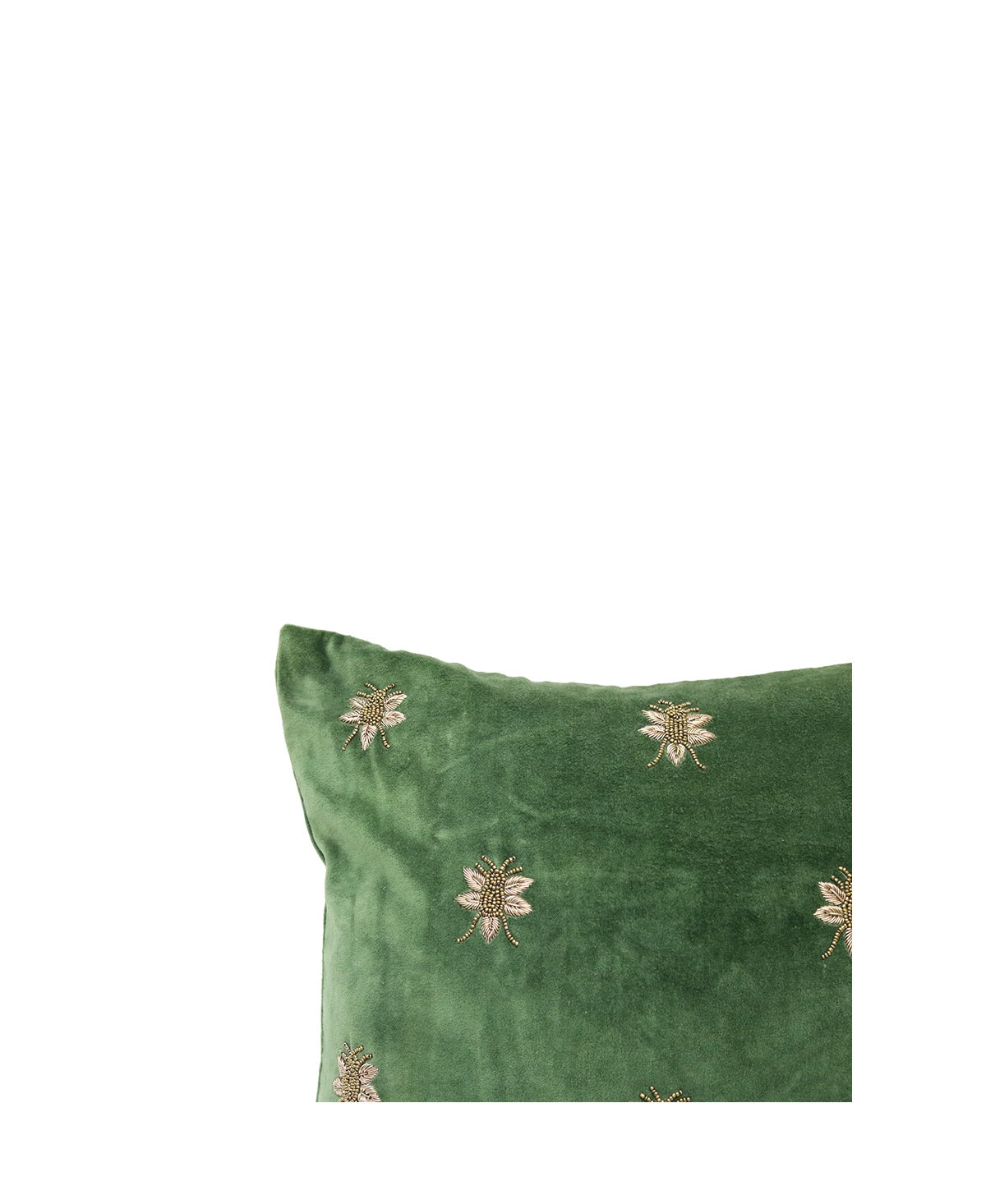 Embroidered Bee Cushion | Green