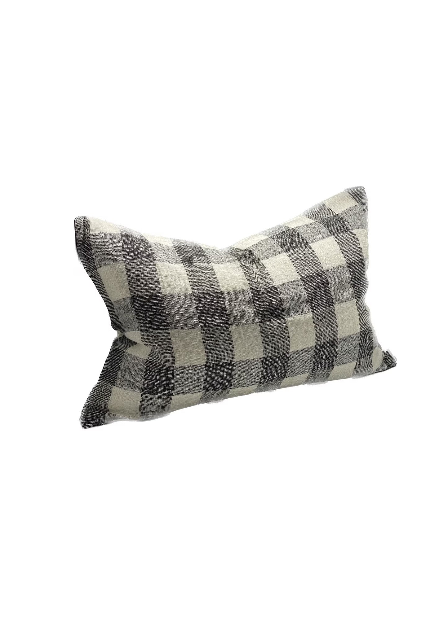 LINEN CUSHION COVER - IVORY / CHARCOAL