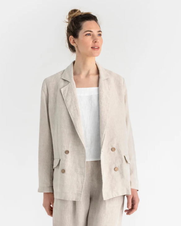 Oversized Linen Blazer - Natural Linen