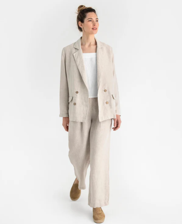 Oversized Linen Blazer - Natural Linen