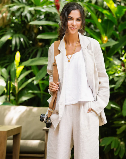 Oversized Linen Blazer - Natural Linen