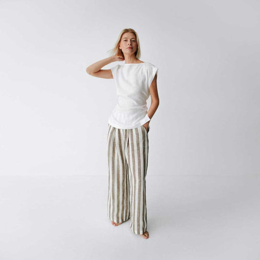 Linen Pants | Brown Stripe