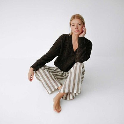 Linen Pants | Brown Stripe