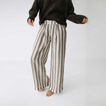 Linen Pants | Brown Stripe