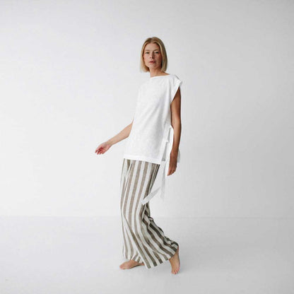 Linen Pants | Brown Stripe