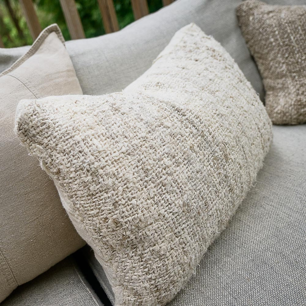 Hand Woven Linen Wabi Cushion | Ivory