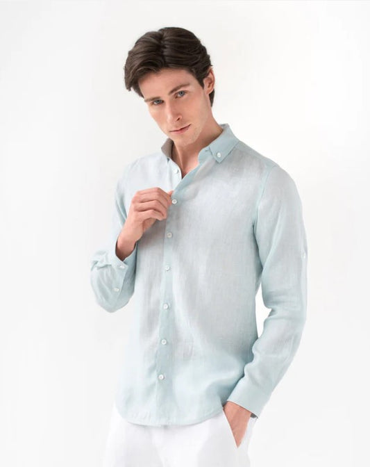 Mens Linen Shirt | Dusty Blue