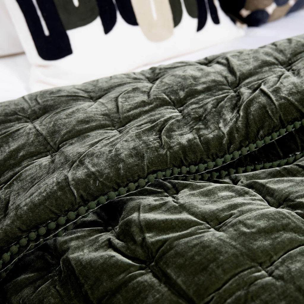 Velvet Comforter | Forest Green