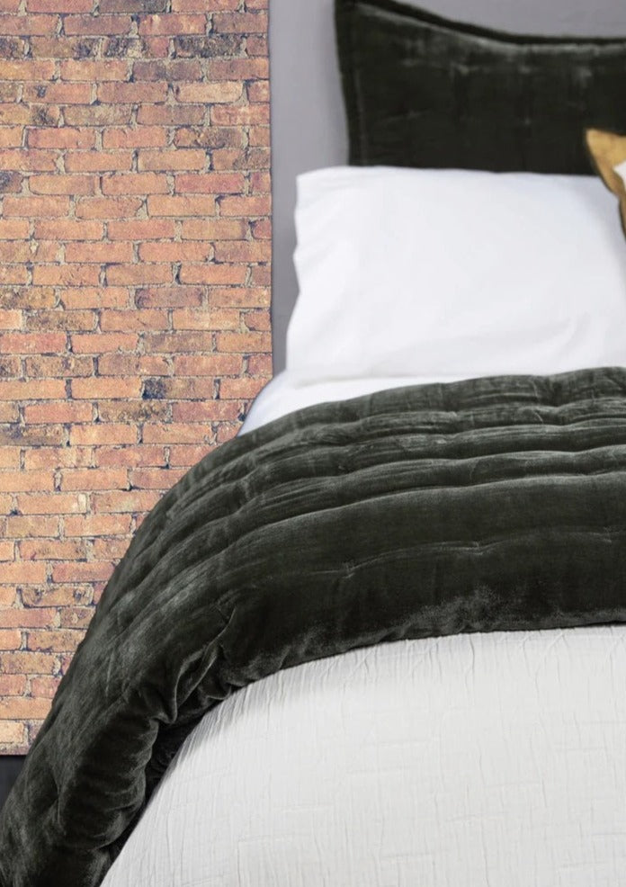 Velvet Comforter | Forest Green