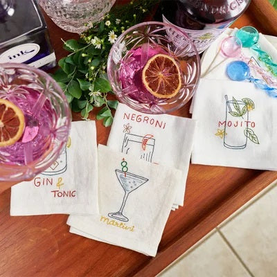 Embroidered Napkin - Gin & Tonic