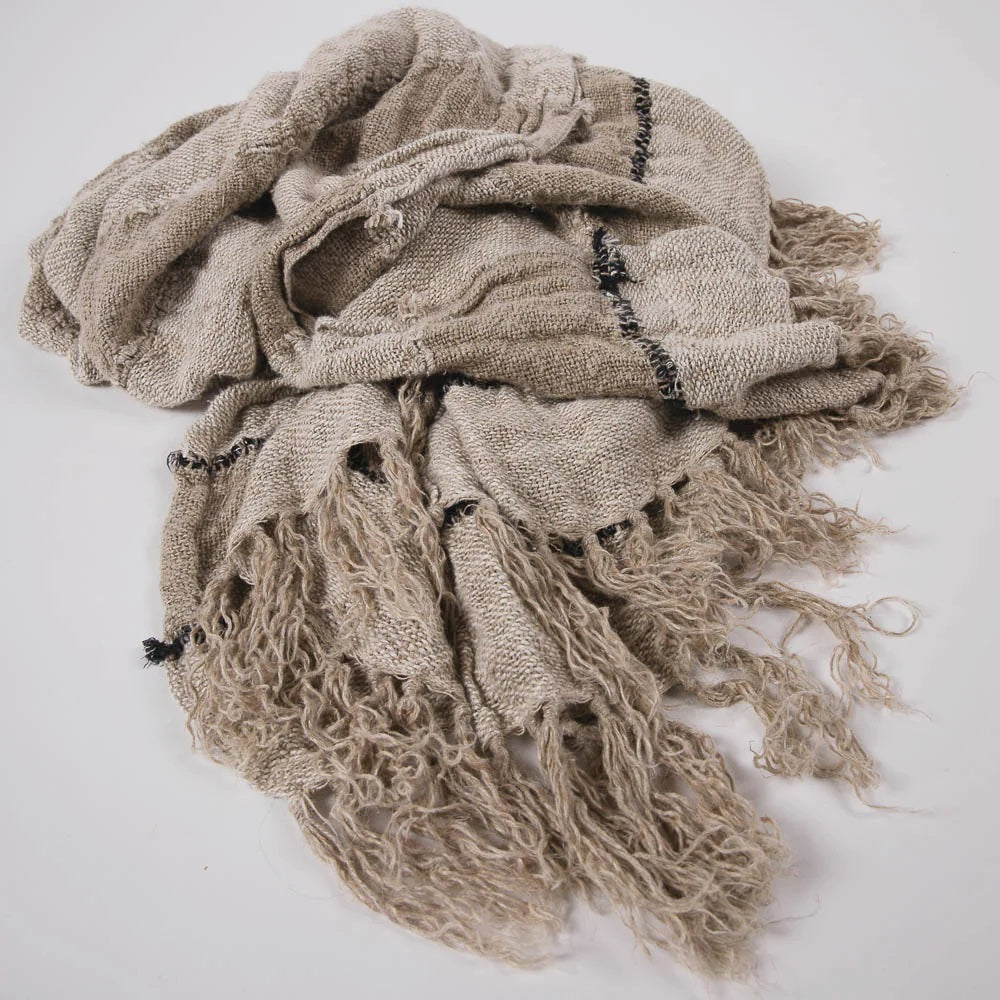 Hand Woven Linen Throw | Natural