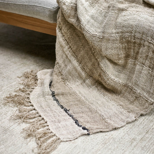 Hand Woven Linen Throw | Natural