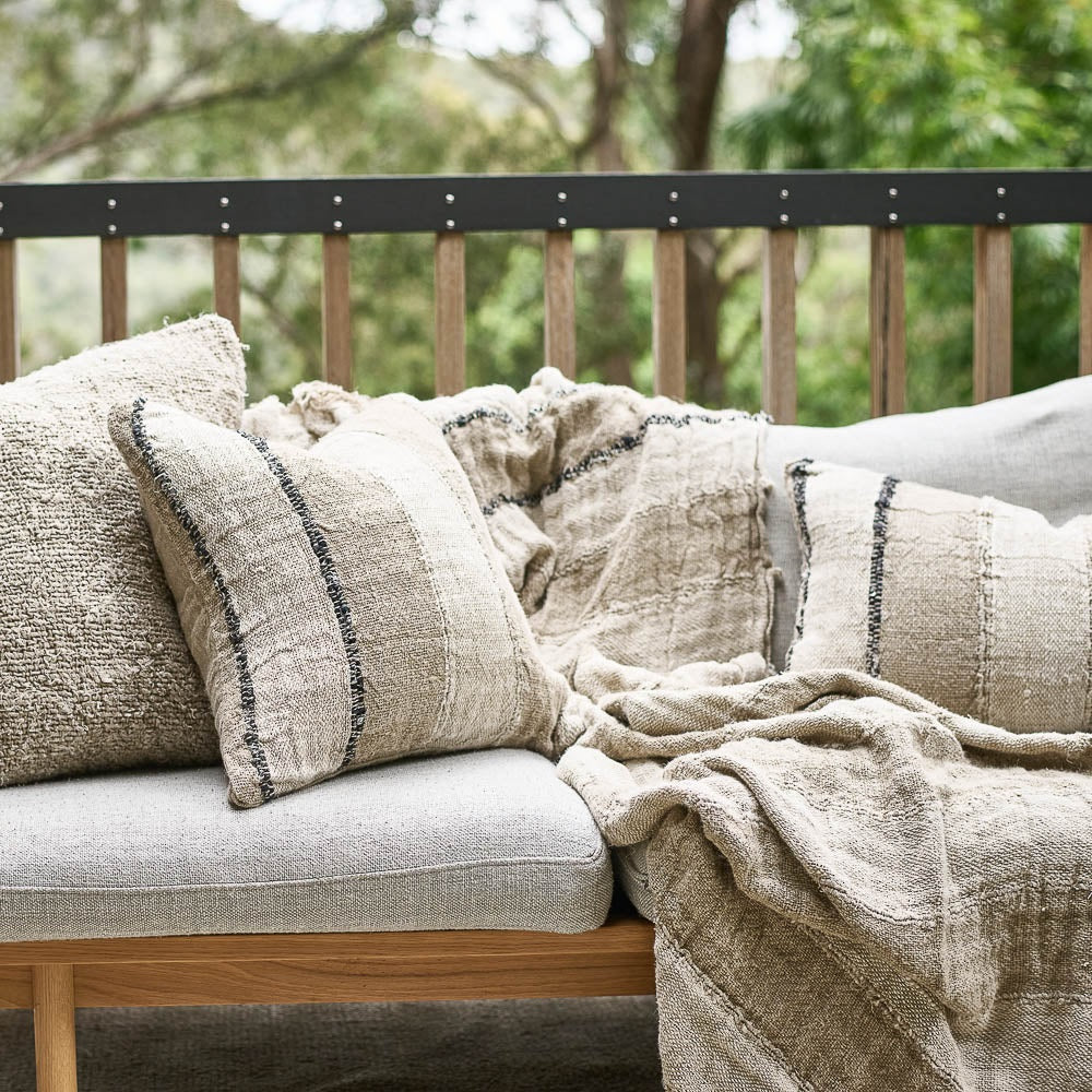 Hand Woven Linen Throw | Natural