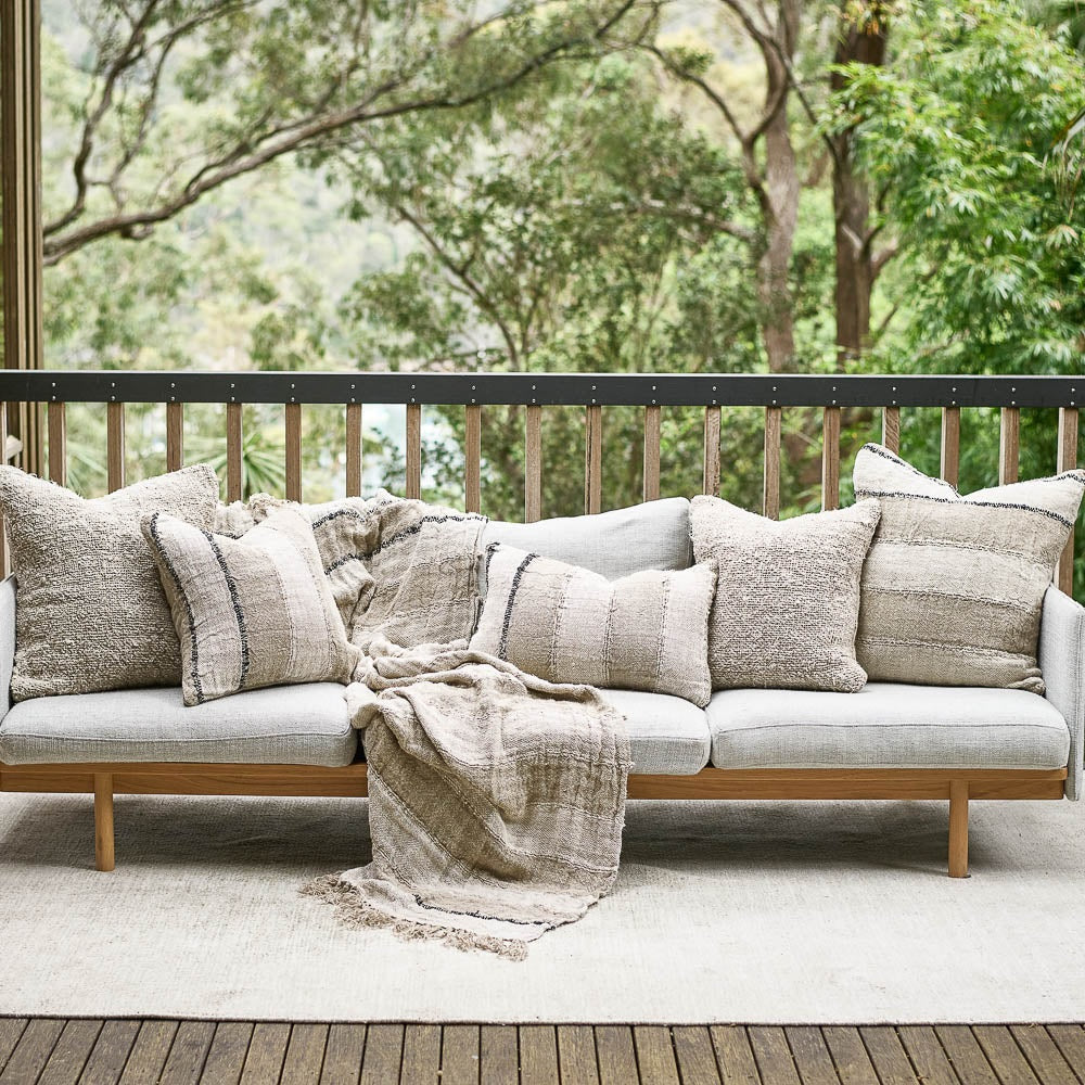 Hand Woven Linen Throw | Natural