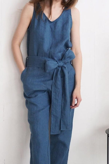 Linen Jumpsuit in Sapphire