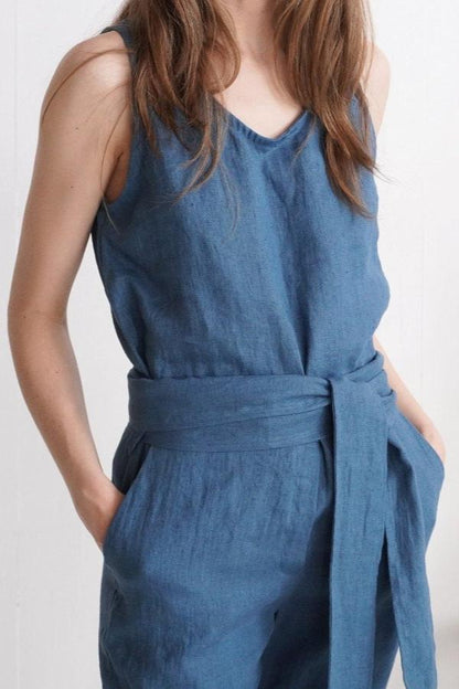 Linen Jumpsuit in Sapphire