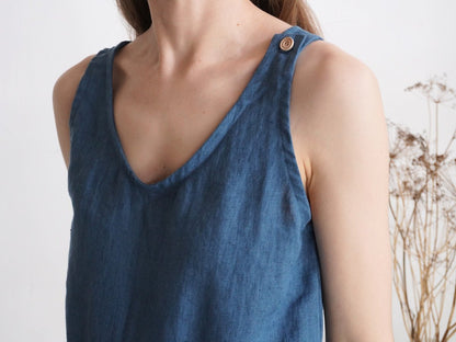 Linen Jumpsuit in Sapphire