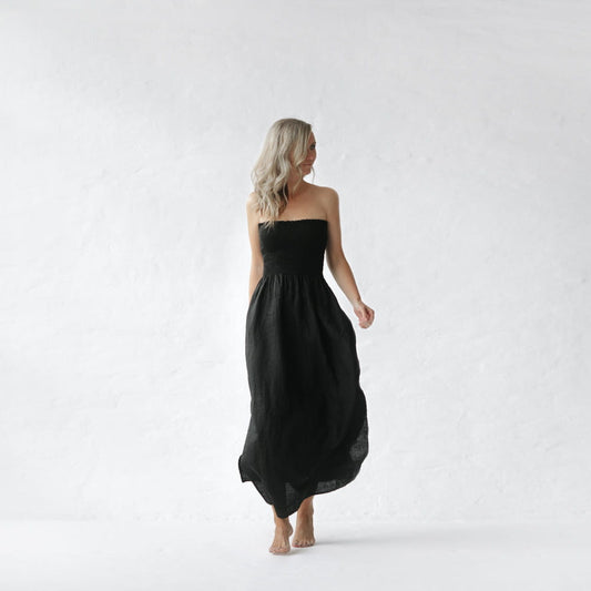 Eva Linen Dress | Black