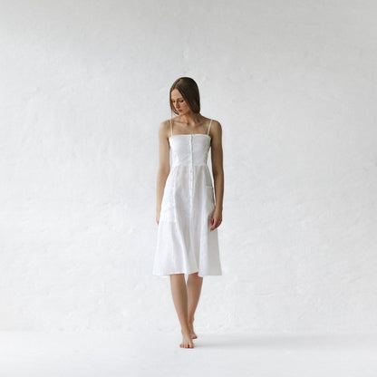 Naito Linen Dress | White