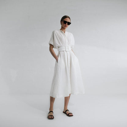 Salvia Linen Dress | Ivory