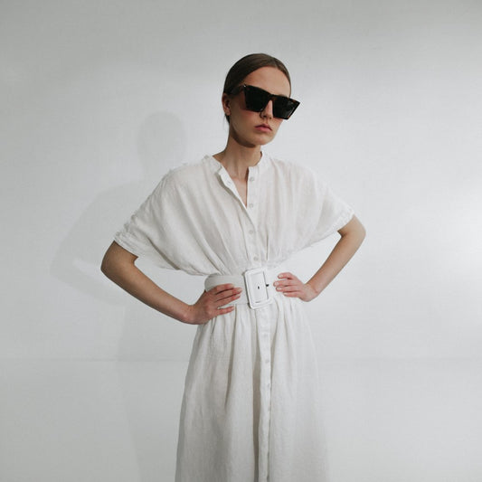 Salvia Linen Dress | Ivory