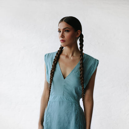 Star Linen Dress | Light Blue