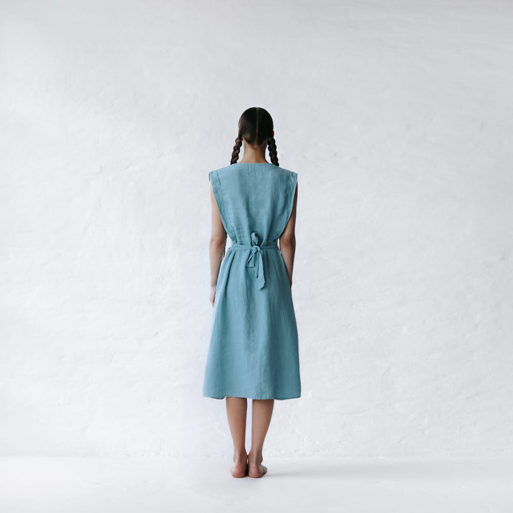 Star Linen Dress | Light Blue