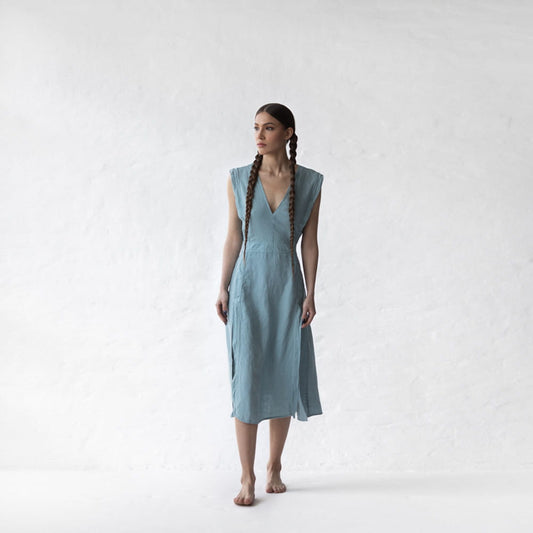 Star Linen Dress | Light Blue