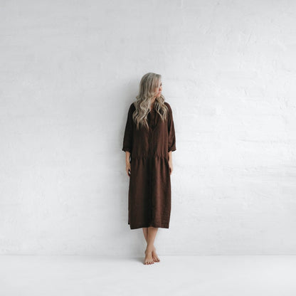 Oversized Linen Dress | Brown