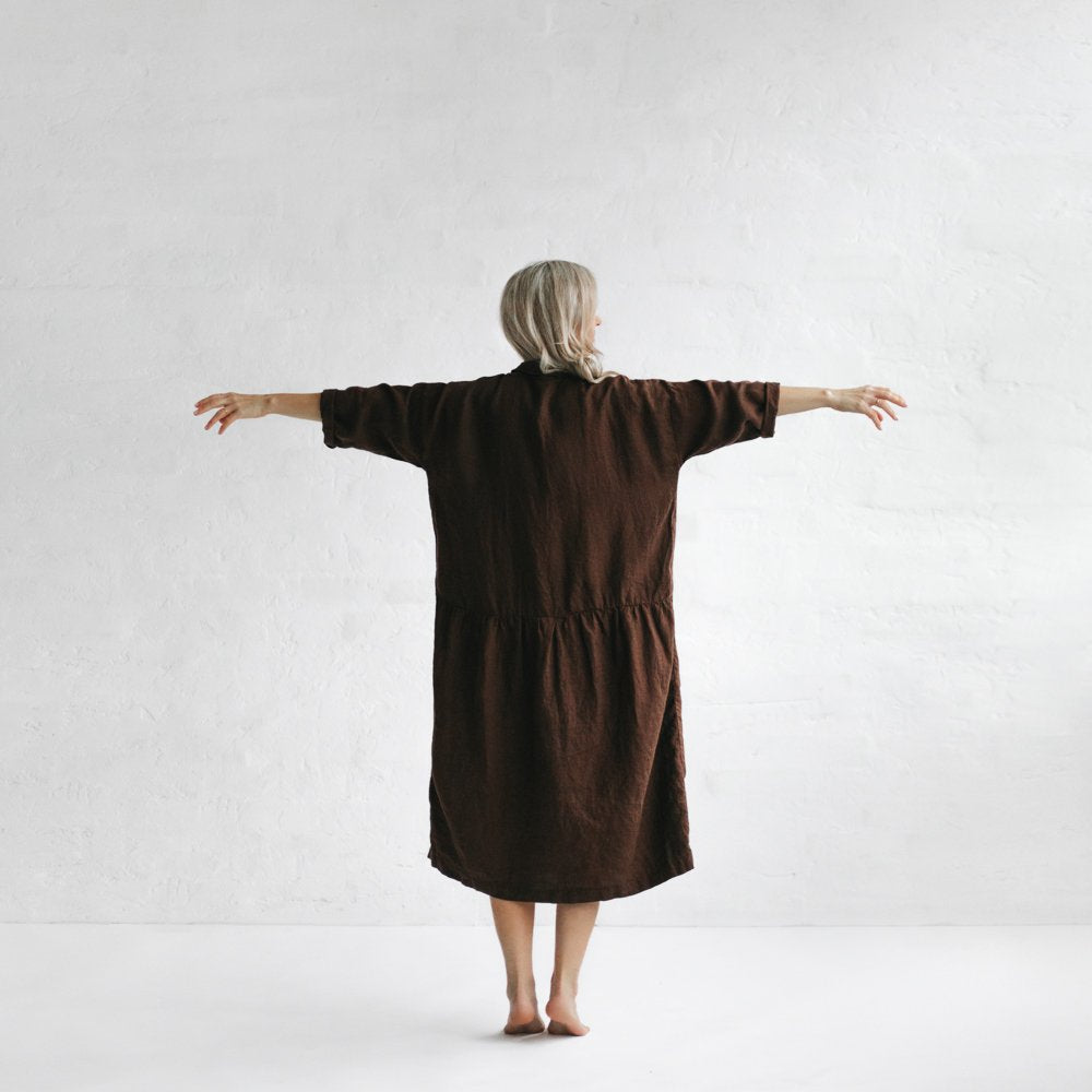 Oversized Linen Dress | Brown