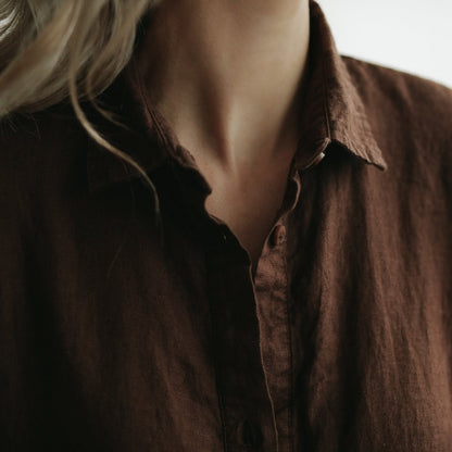 Oversized Linen Dress | Brown