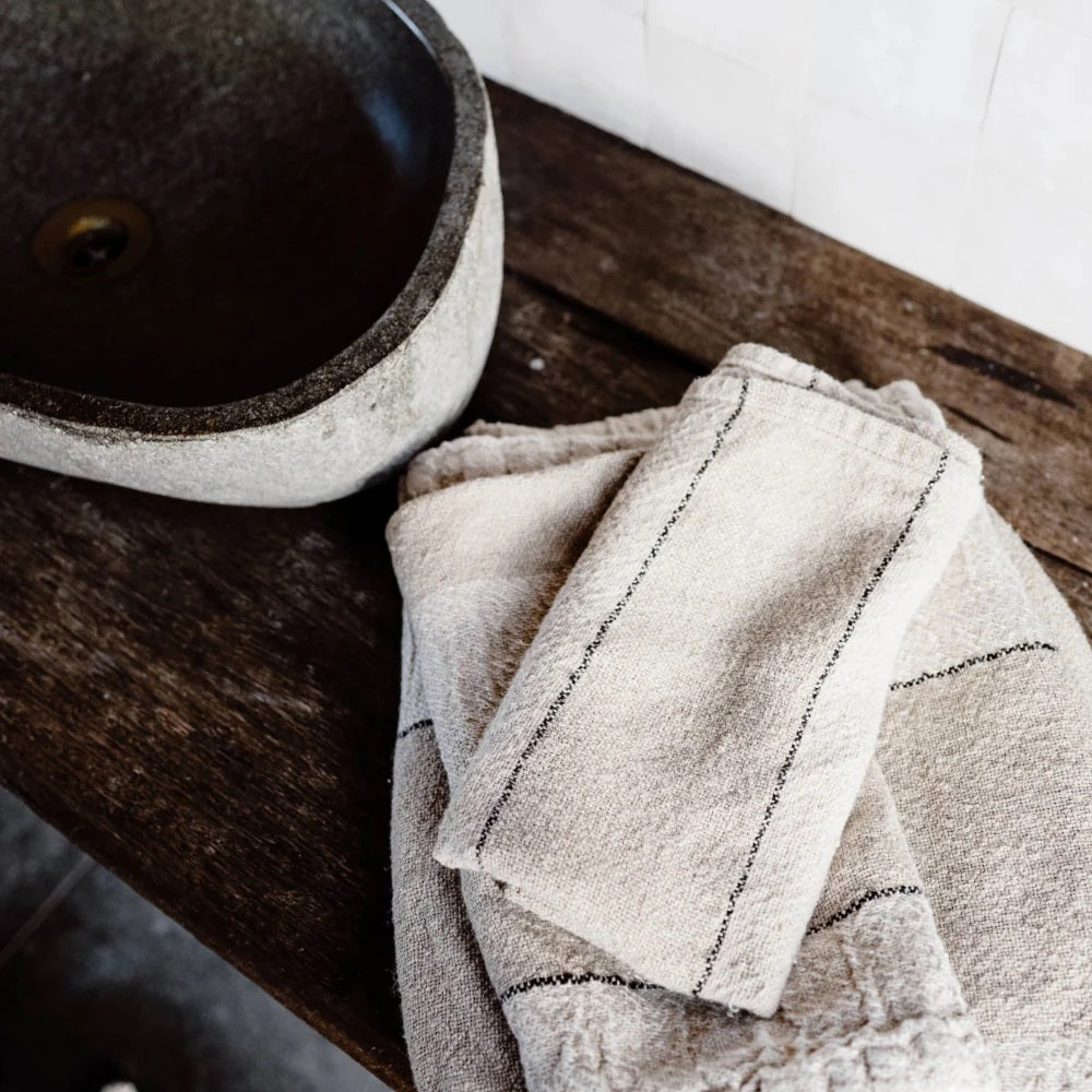 Hand Woven Linen Hand Towel | Natural