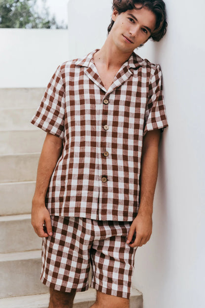 Lennox Linen Set | Mocha Gingham