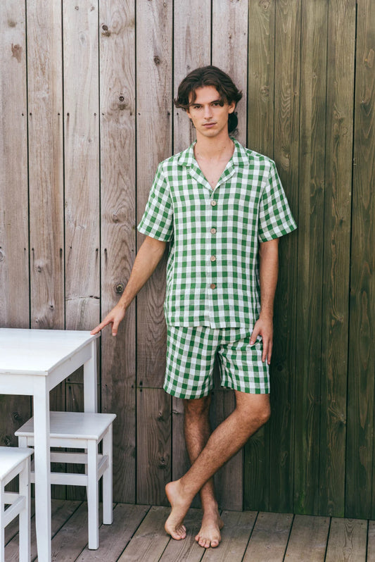 Lennox Linen Set | Green Gingham