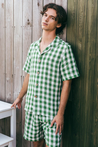 Lennox Linen Set | Green Gingham