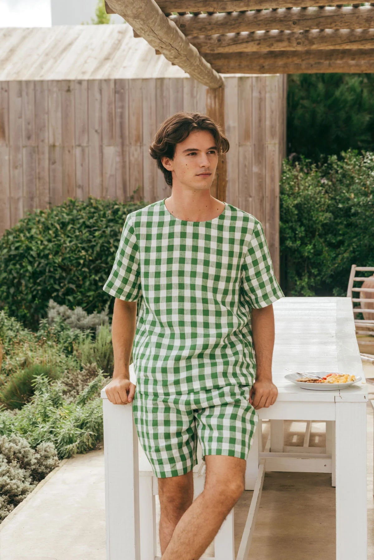 Billy Linen Set | Green Gingham