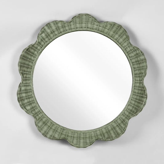 Rattan Wall Mirror | Green