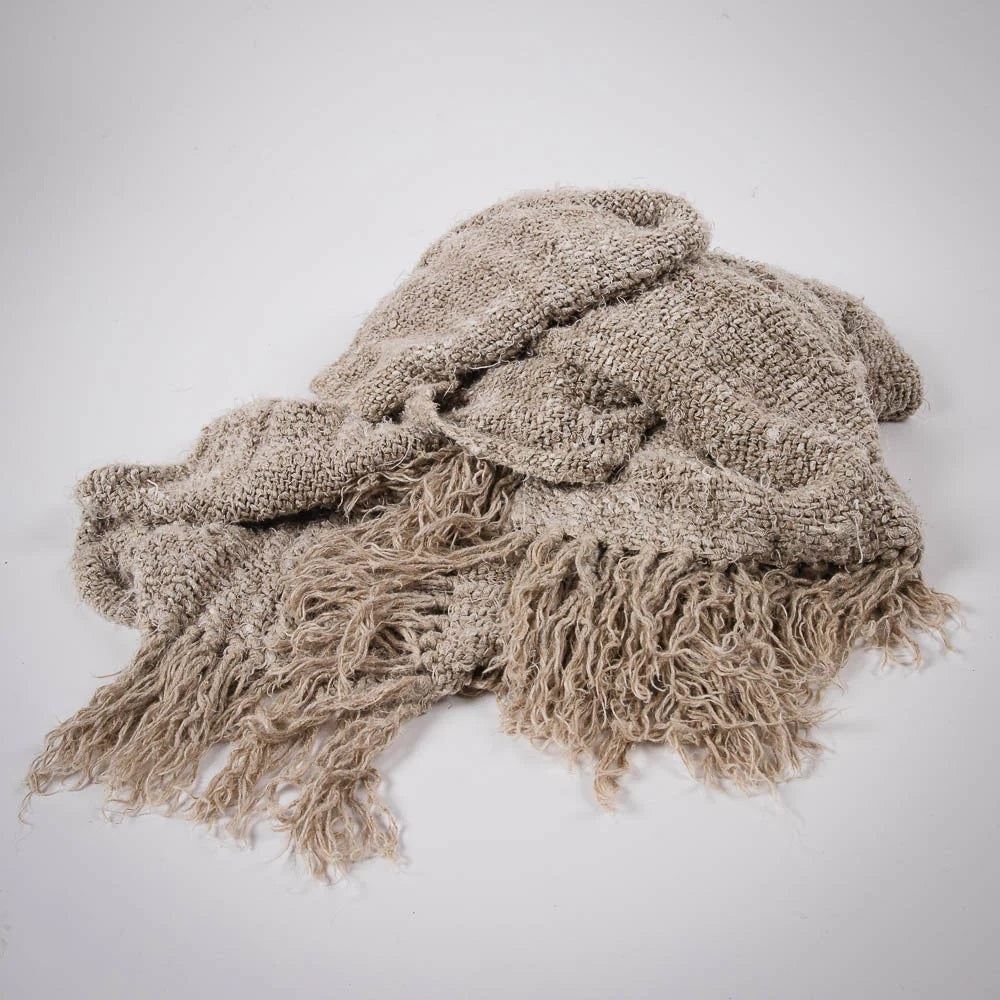 Hand Woven Linen Wabi Throw | Natural