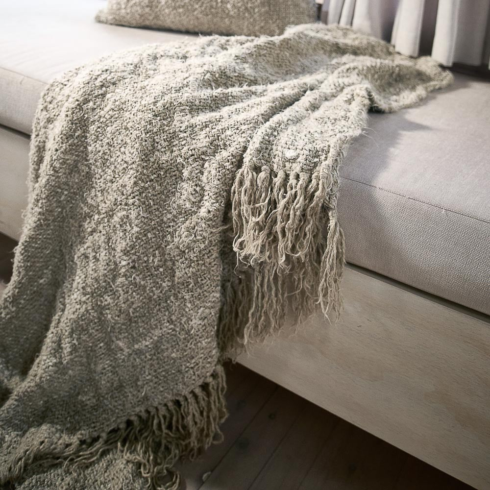 Hand Woven Linen Wabi Throw | Natural