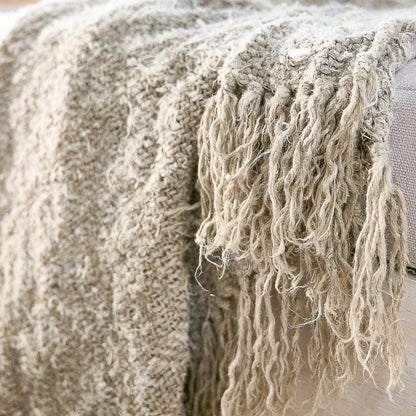 Hand Woven Linen Wabi Throw | Natural